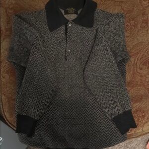 Chaps Black and Gray Herringbone Sweater